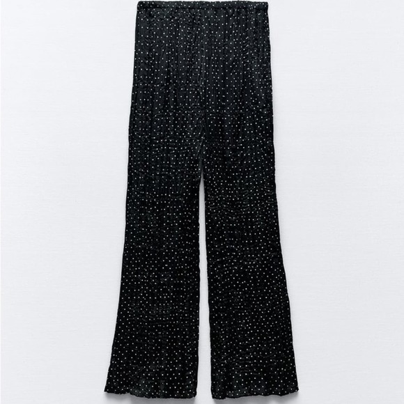 ZARA DOTTED WRINKLE EFFECT WIDE LEG PANTS - Picture 7 of 8